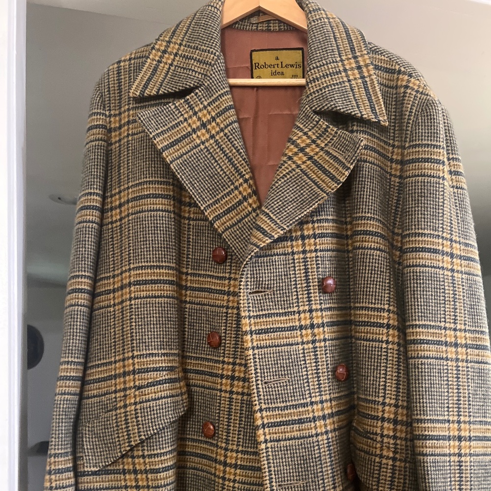 Vintage Robert Lewis Idea tweed wool  overcoat 42